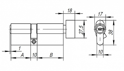 Цилиндровый Ajax (Аякс) механизм (AX202/120) AX2002Knob120 (55+10+55) CP хром с вертушкой