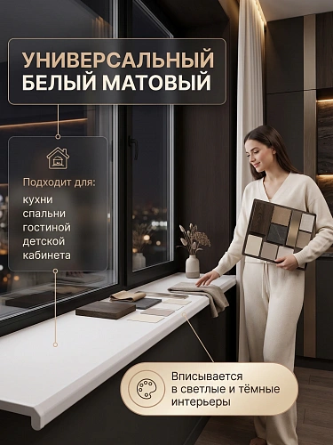 Подоконник Данке Комфорт белый матовый